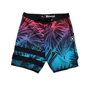 Hurley Hawaii Phantom Sig Zane Board Shorts Bright Aloha Black Mens Waist 40"